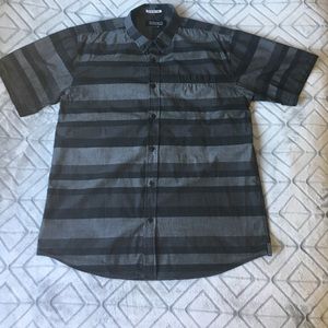 Ezekiel Black Grey Striped Button Shirt